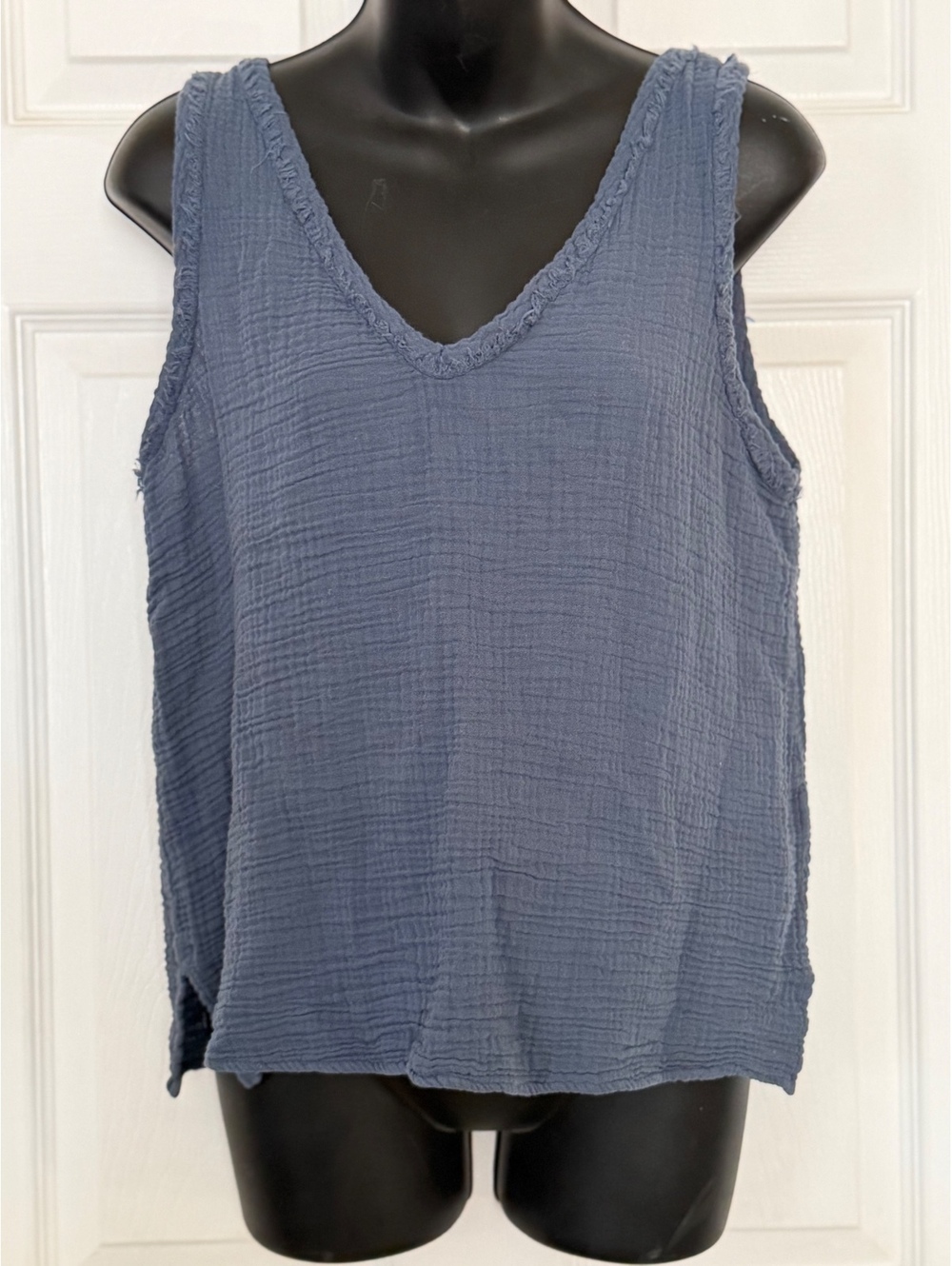 Michael Stars Blue Cotton Gauze Sleeveless Tank Top M
